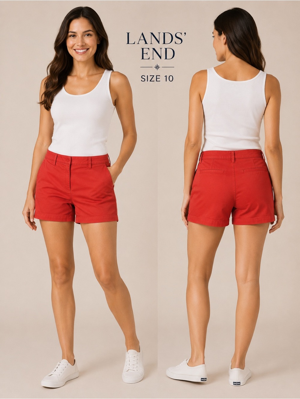 LANDS END mid rise women dark orange-red shorts/size 10